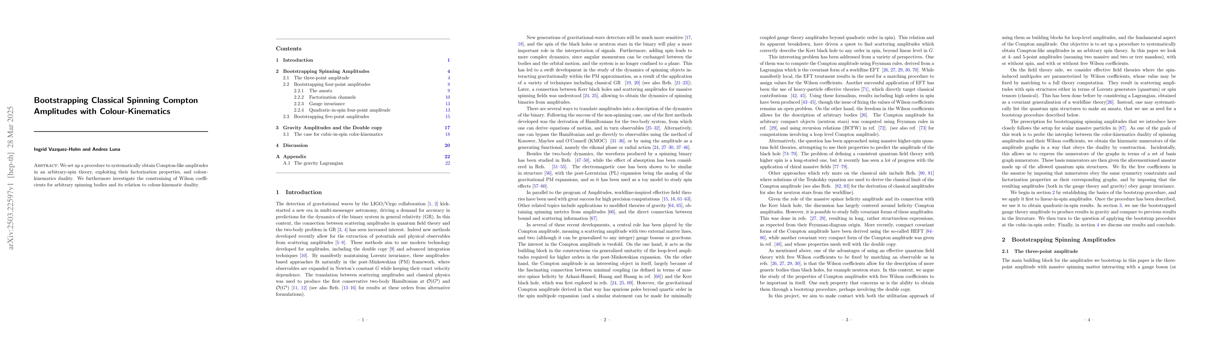 Thumbnail for Bootstrapping Classical Spinning Compton Amplitudes with
  Colour-Kinematics