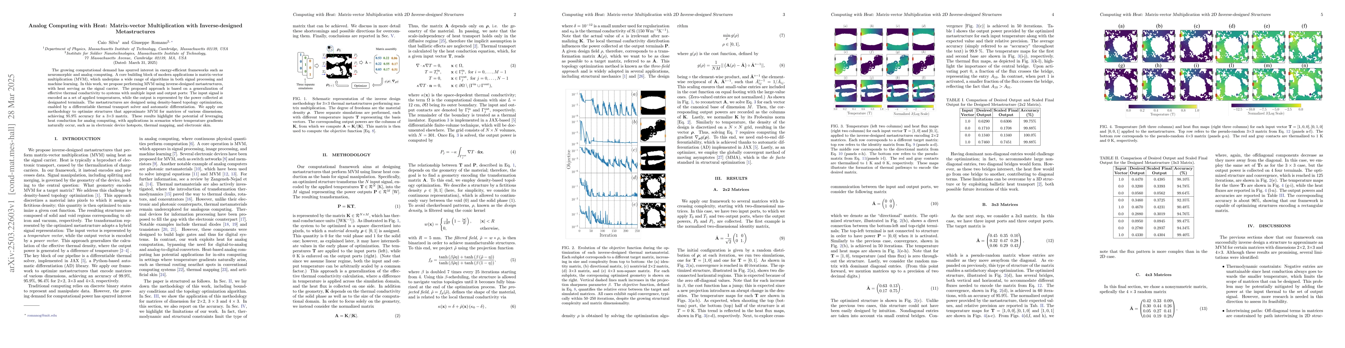 Thumbnail for Analog Computing with Heat: Matrix-vector Multiplication with
  Inverse-designed Metastructures