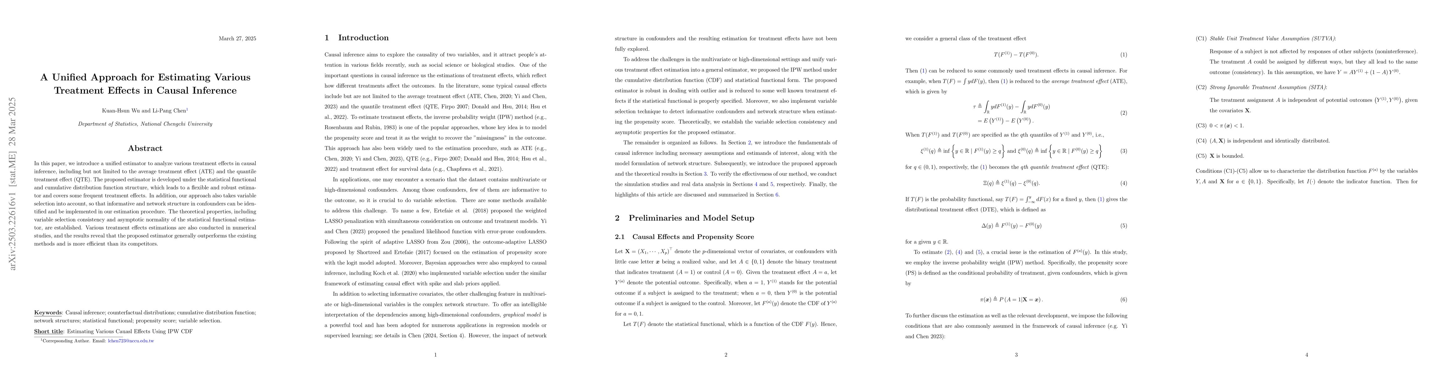 Thumbnail for A Unified Approach for Estimating Various Treatment Effects in Causal
  Inference