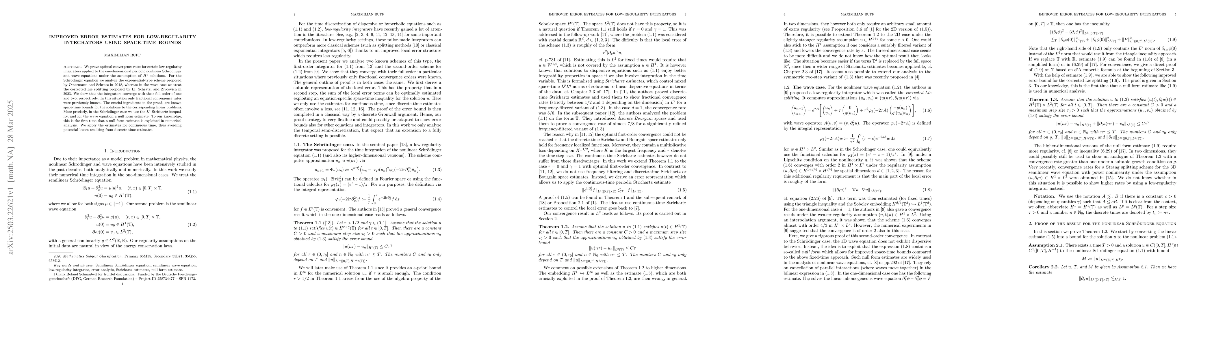 Thumbnail for Improved error estimates for low-regularity integrators using space-time
  bounds