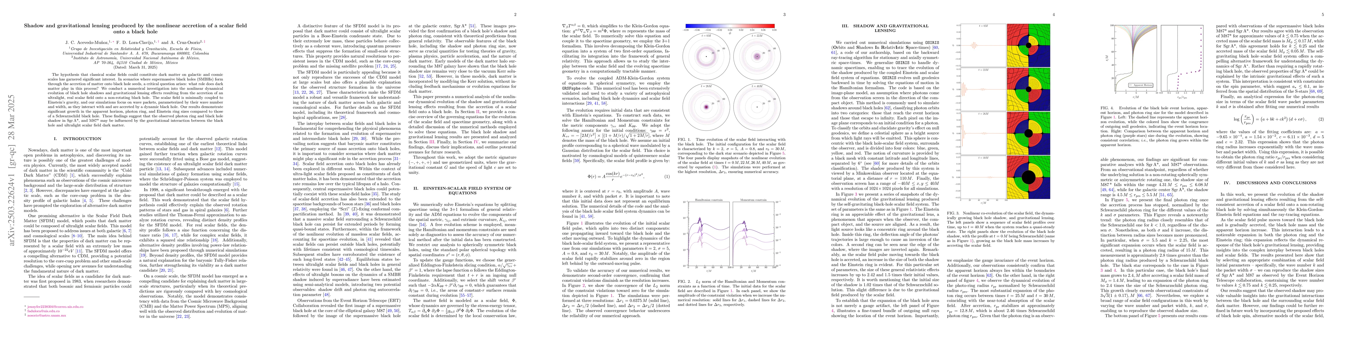 Thumbnail for Shadow and gravitational lensing produced by the nonlinear accretion of
  a scalar field onto a black hole