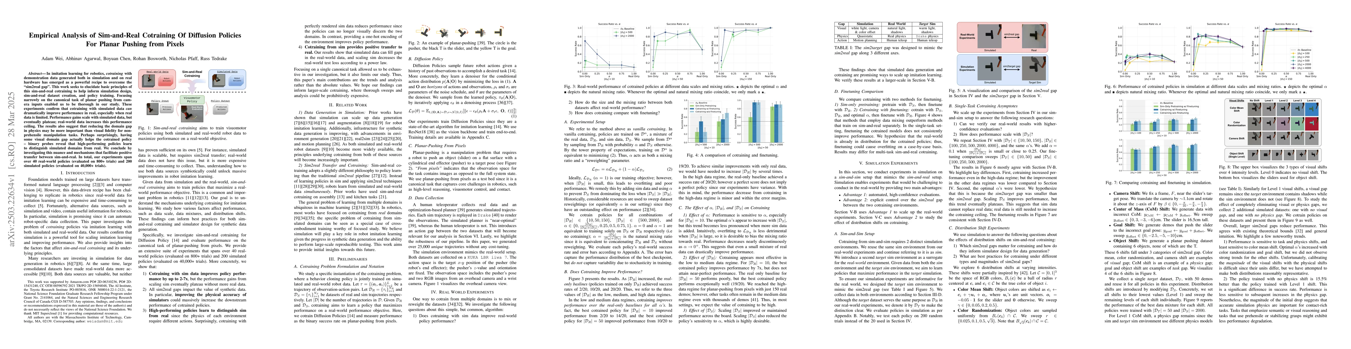Thumbnail for Empirical Analysis of Sim-and-Real Cotraining Of Diffusion Policies For
  Planar Pushing from Pixels