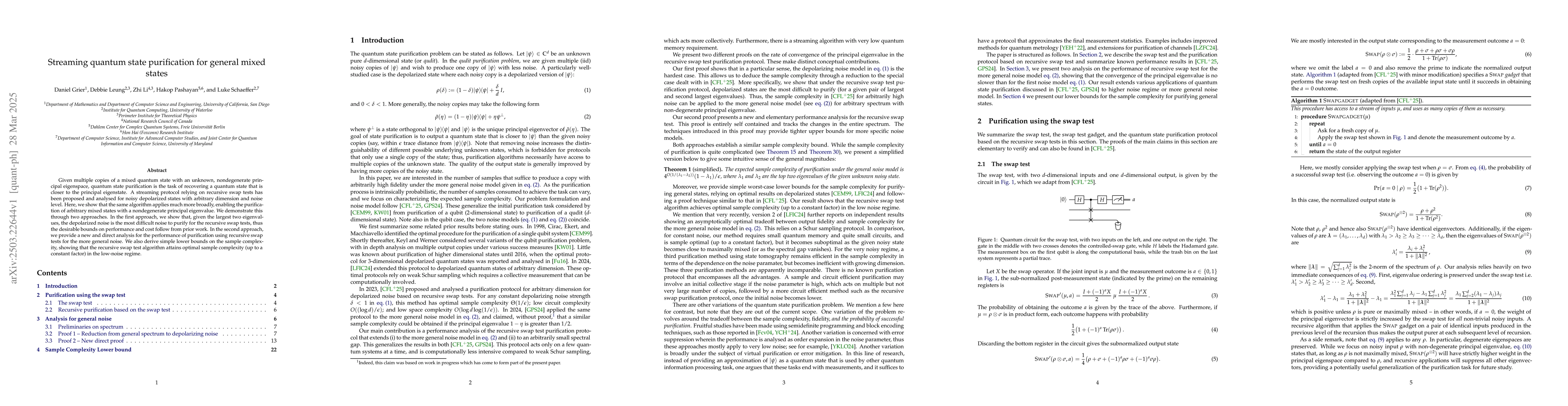 Thumbnail for Streaming quantum state purification for general mixed states