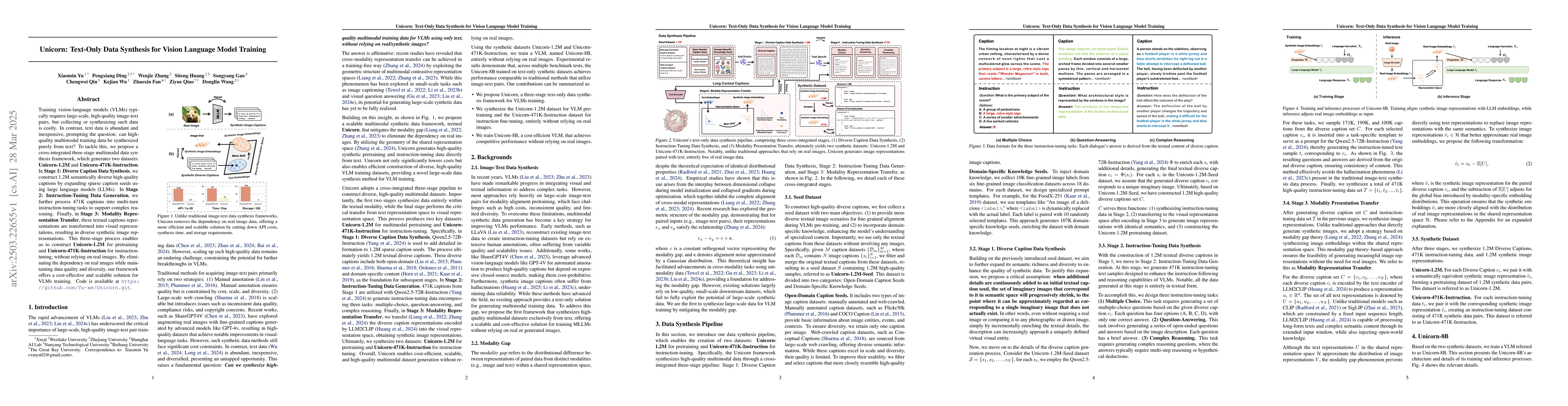 Thumbnail for Unicorn: Text-Only Data Synthesis for Vision Language Model Training