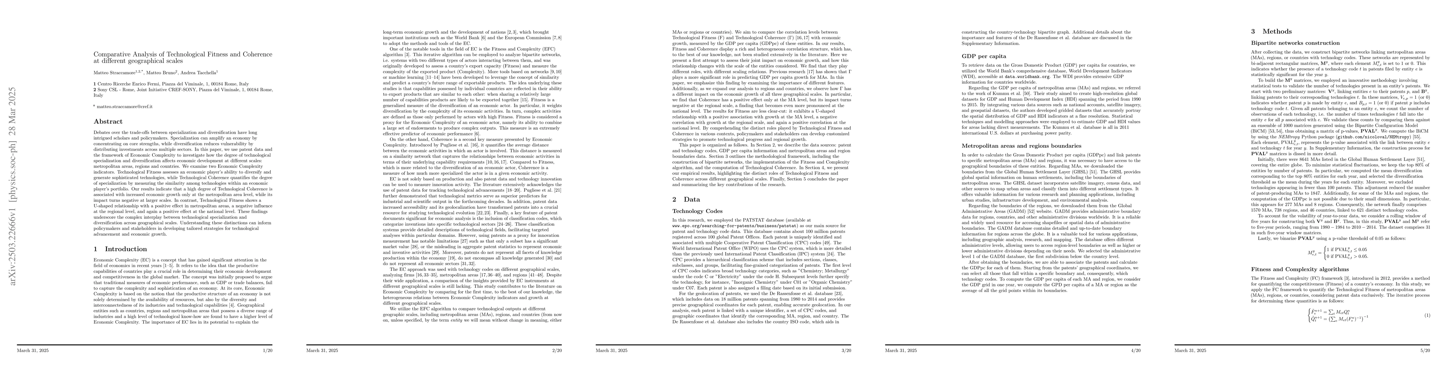 Thumbnail for Comparative Analysis of Technological Fitness and Coherence at different
  geographical scales