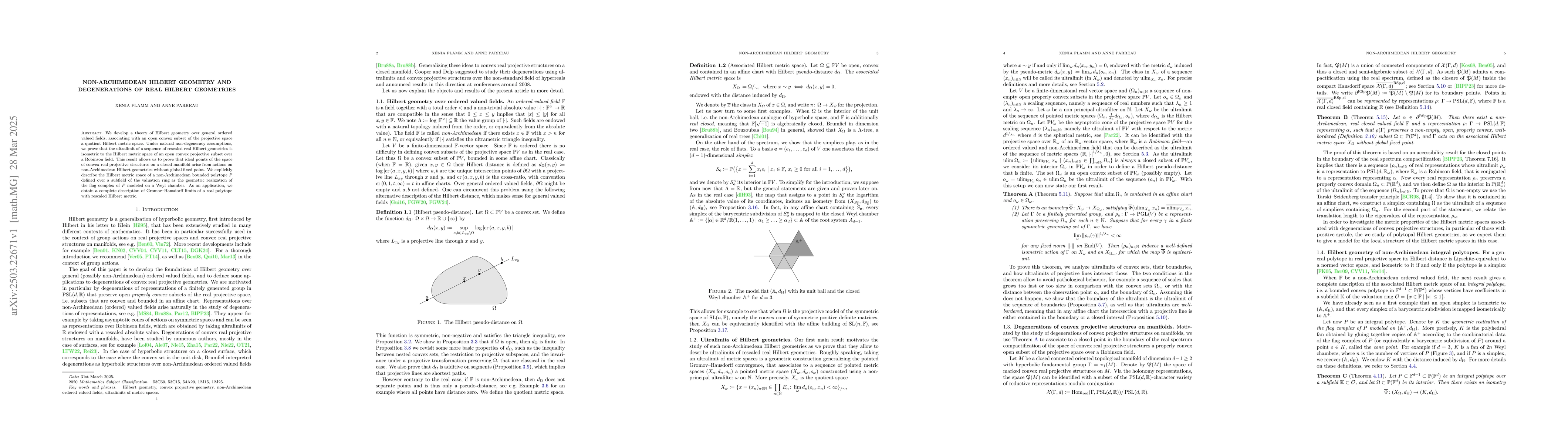 Thumbnail for Non-Archimedean Hilbert geometry and degenerations of real Hilbert
  geometries