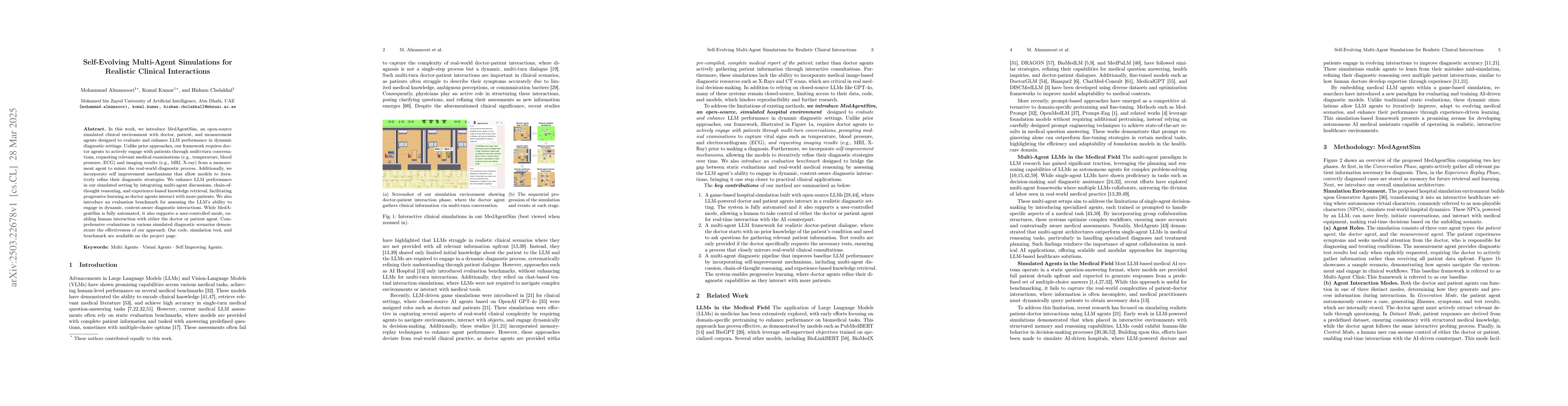 Thumbnail for Self-Evolving Multi-Agent Simulations for Realistic Clinical
  Interactions