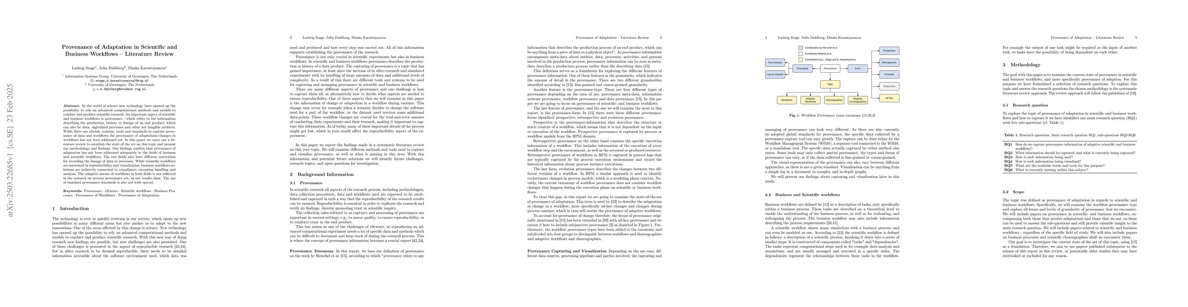 Thumbnail for Provenance of Adaptation in Scientific and Business Workflows --
  Literature Review