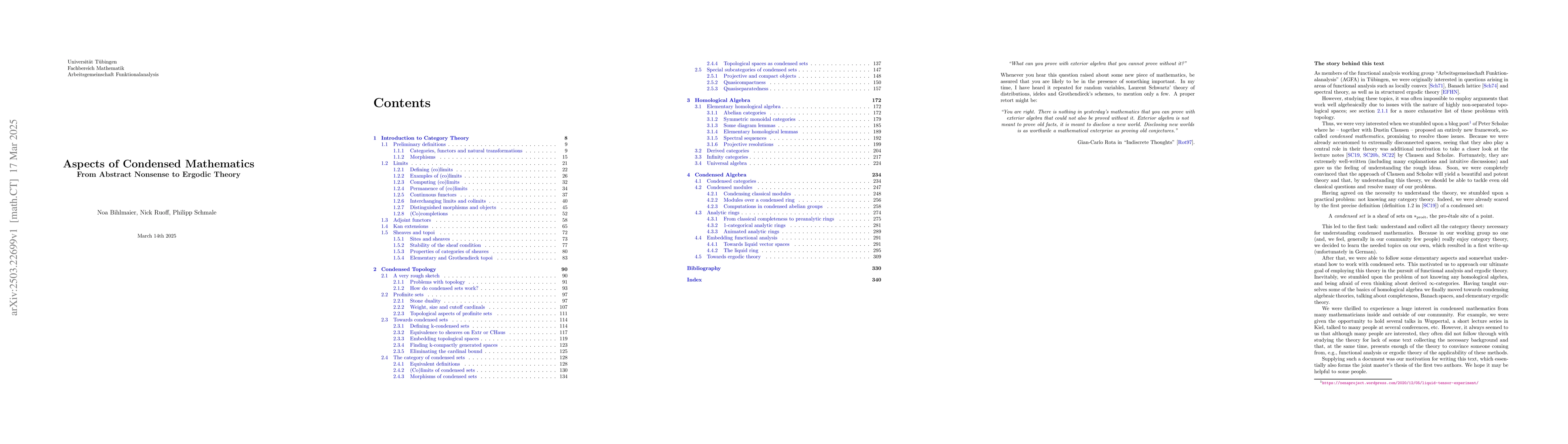 Thumbnail for Aspects of Condensed Mathematics -- From Abstract Nonsense to Ergodic
  Theory