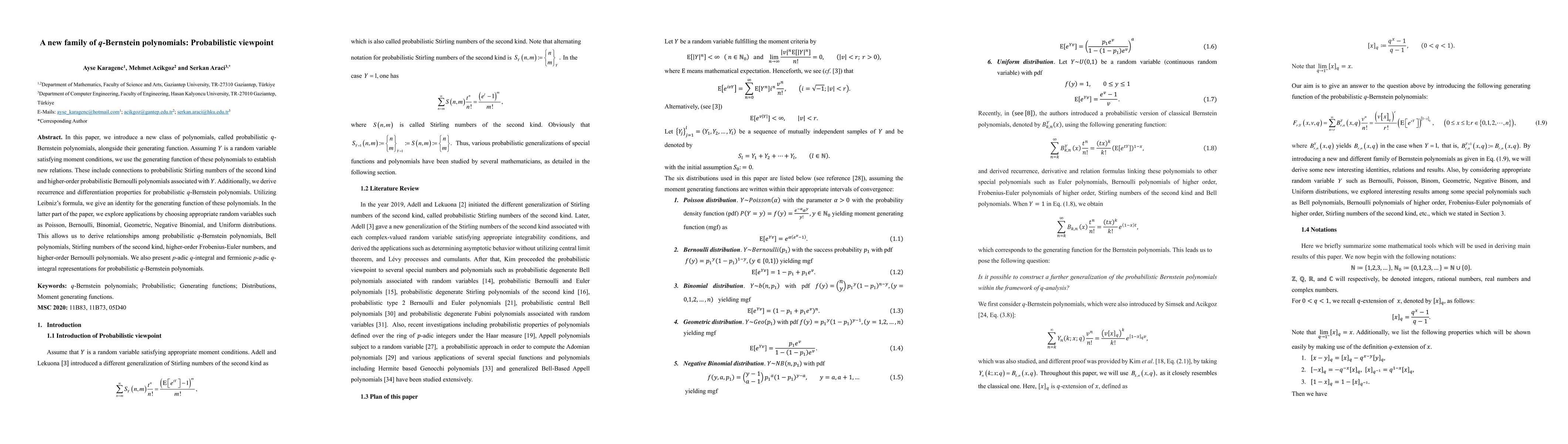 Thumbnail for A new family of q-Bernstein polynomials: Probabilistic viewpoint