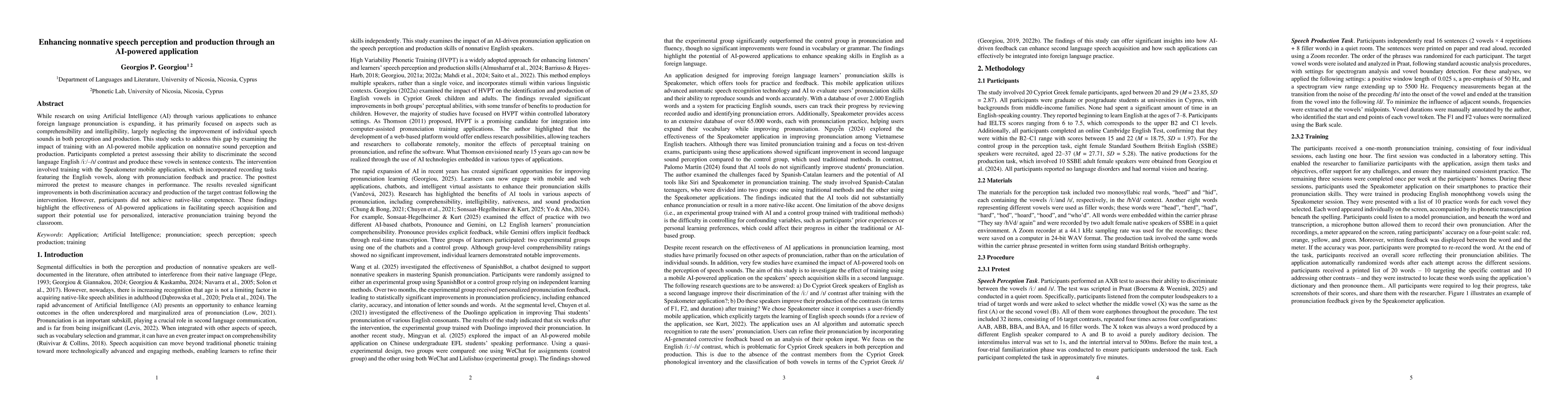 Thumbnail for Enhancing nonnative speech perception and production through an
  AI-powered application