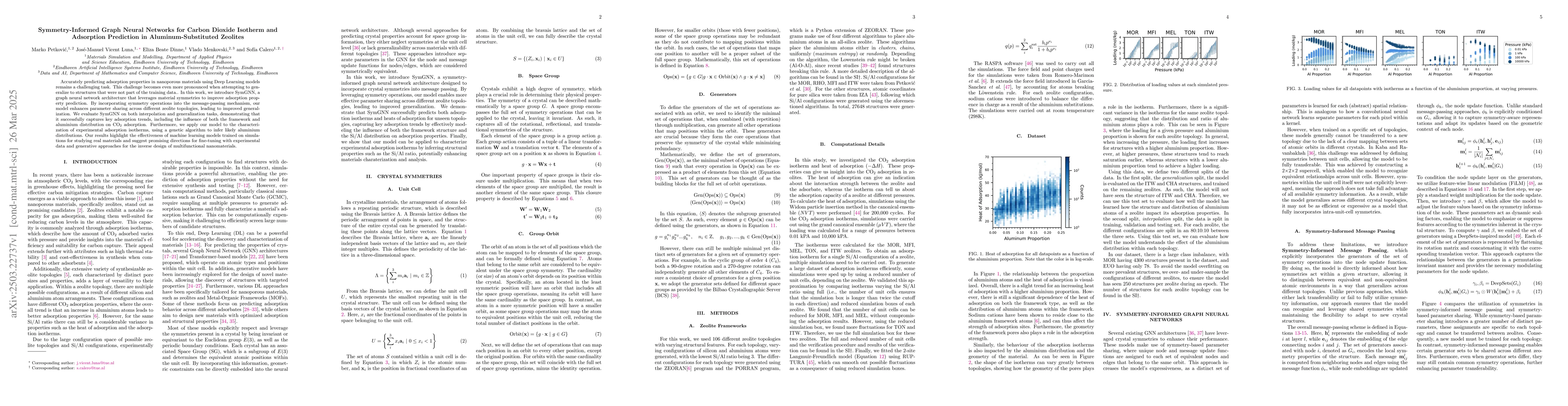 Thumbnail for Symmetry-Informed Graph Neural Networks for Carbon Dioxide Isotherm and
  Adsorption Prediction in Aluminum-Substituted Zeolites