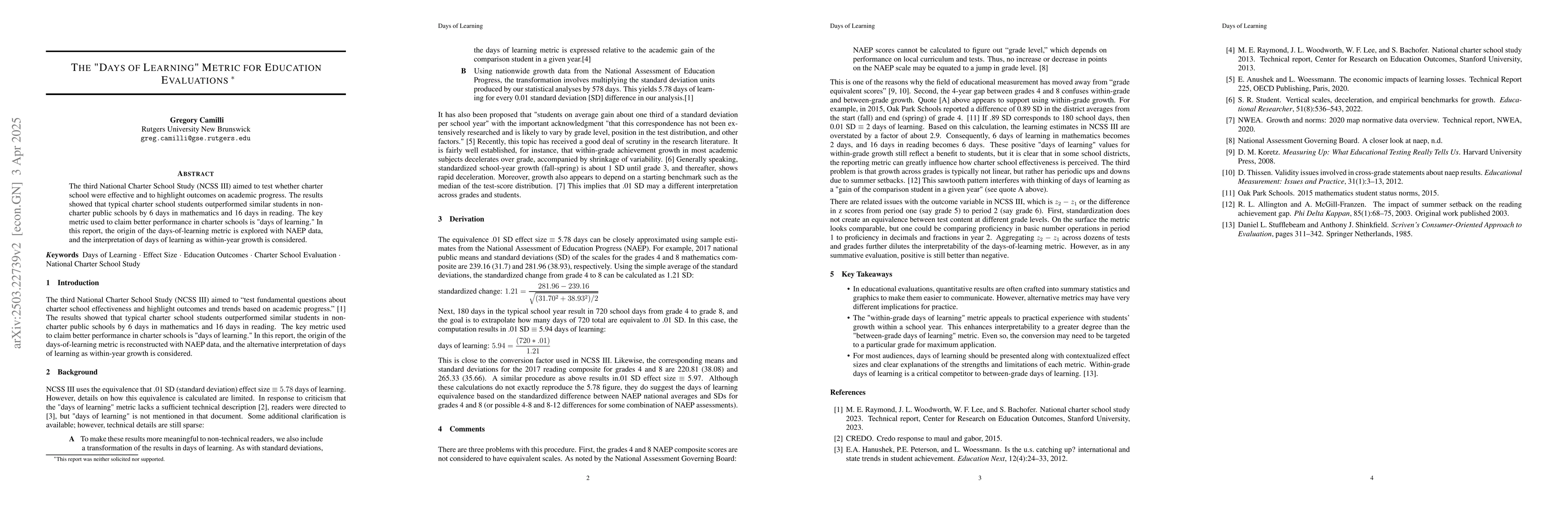 Thumbnail for The "Days of Learning" Metric for Education Evaluations