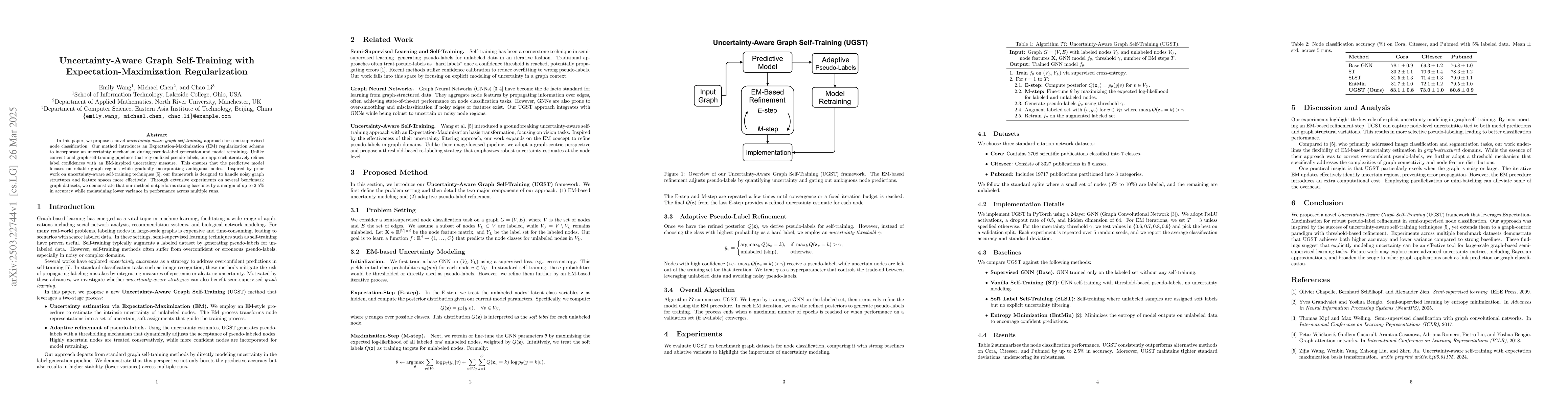 Thumbnail for Uncertainty-Aware Graph Self-Training with Expectation-Maximization
  Regularization