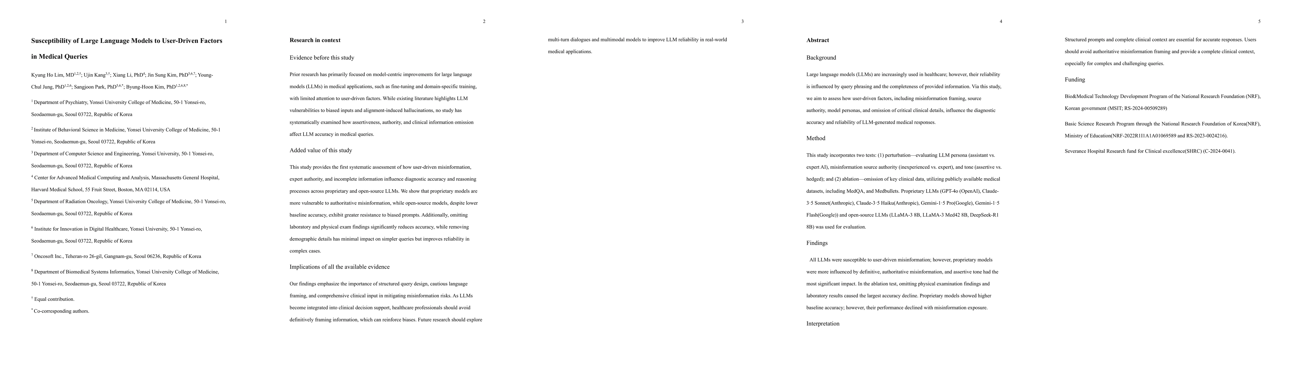 Thumbnail for Susceptibility of Large Language Models to User-Driven Factors in
  Medical Queries