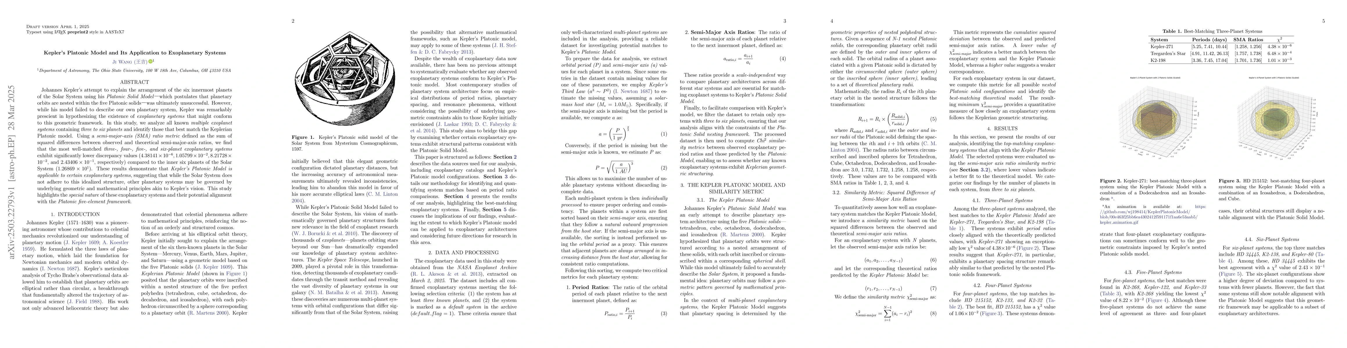 Thumbnail for Kepler's Platonic Model and Its Application to Exoplanetary Systems