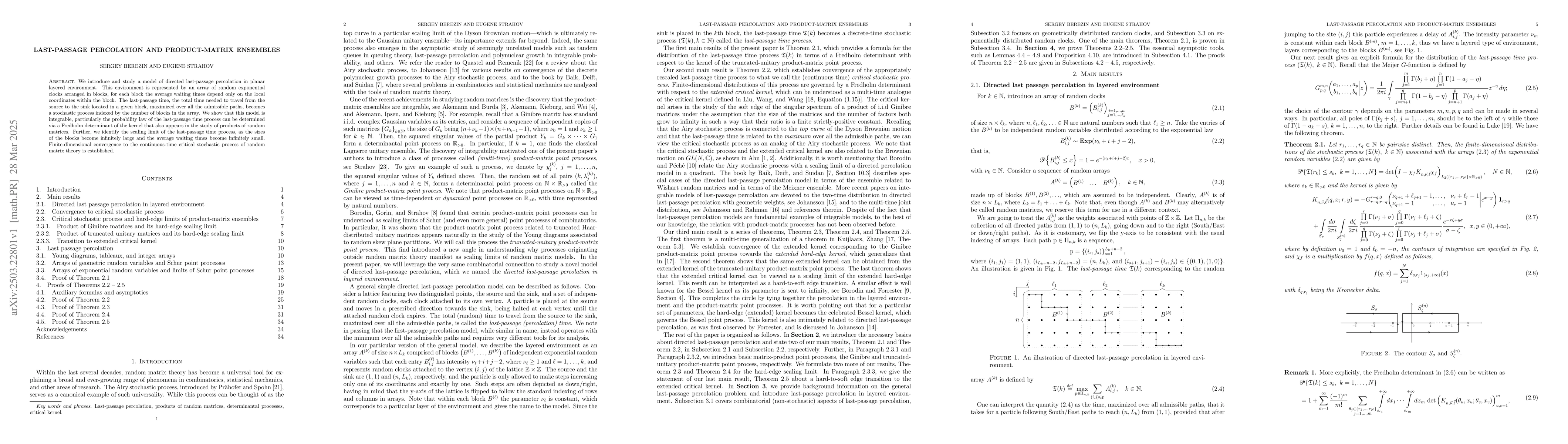 Thumbnail for Last-passage percolation and product-matrix ensembles