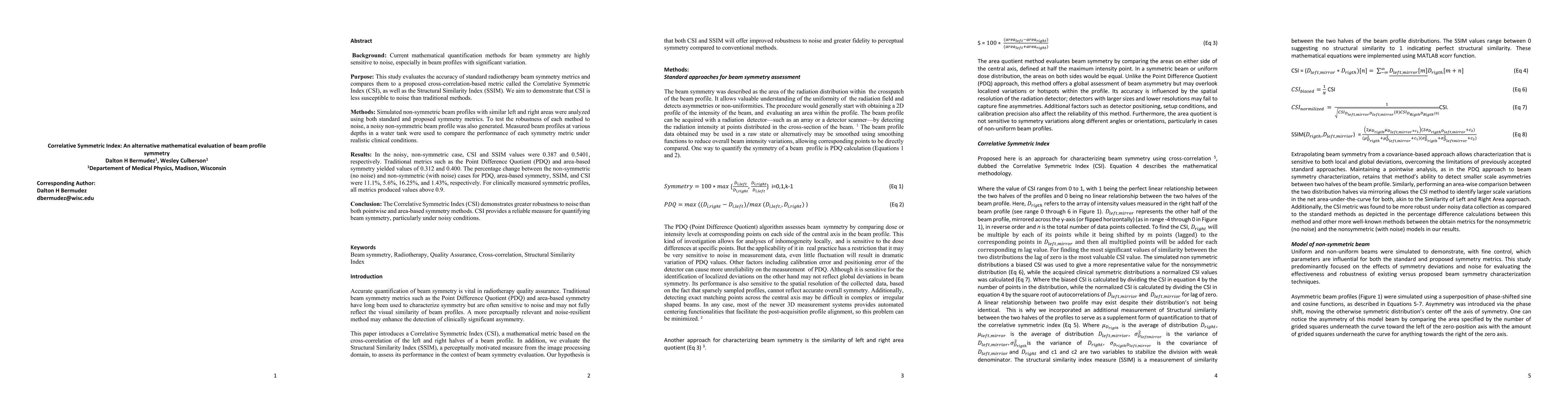 Thumbnail for Correlative Symmetric Index: An alternative mathematical evaluation for
  beam profile symmetry