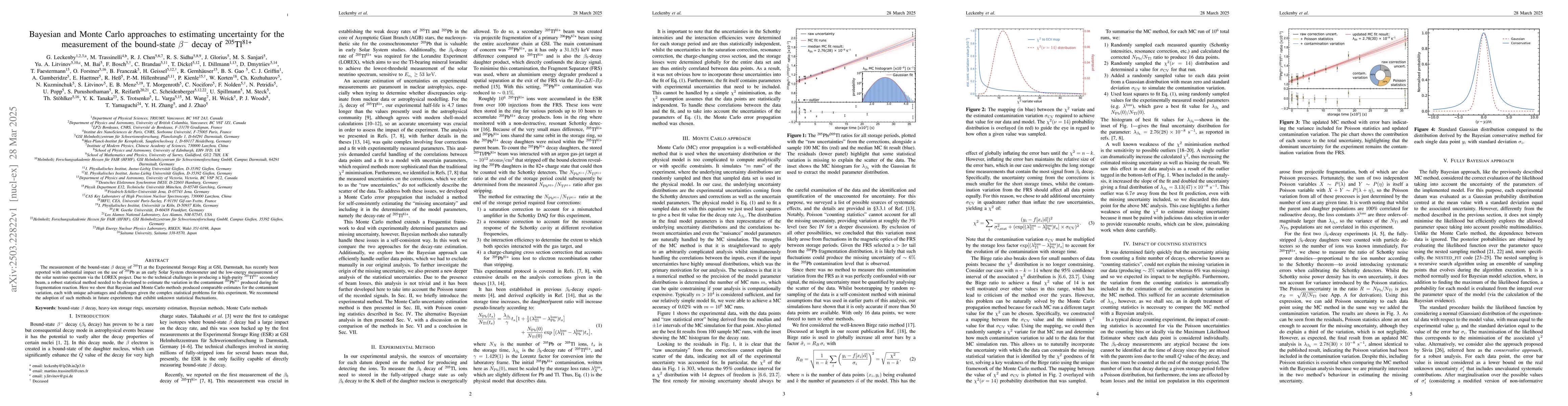 Thumbnail for Bayesian and Monte Carlo approaches to estimating uncertainty for the
  measurement of the bound-state $β$ decay of $^{205}\mathrm{Tl}^{81+}$
