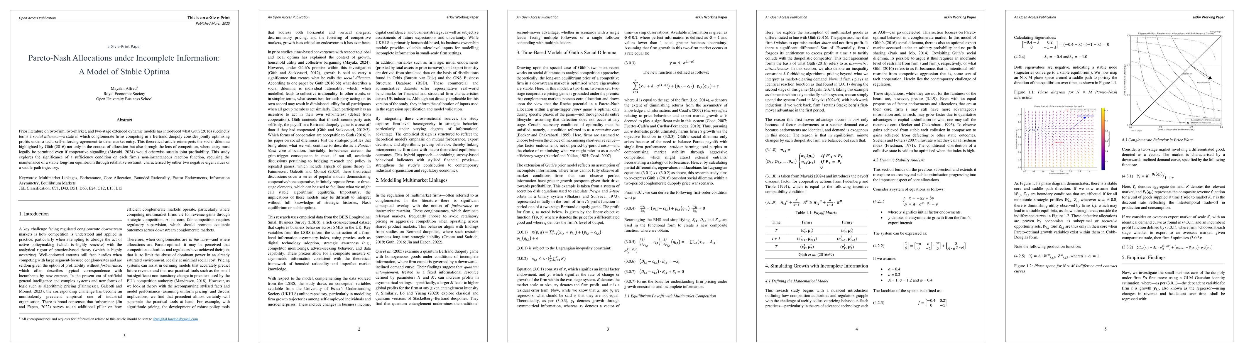 Thumbnail for Pareto-Nash Allocations under Incomplete Information: A Model of Stable
  Optima