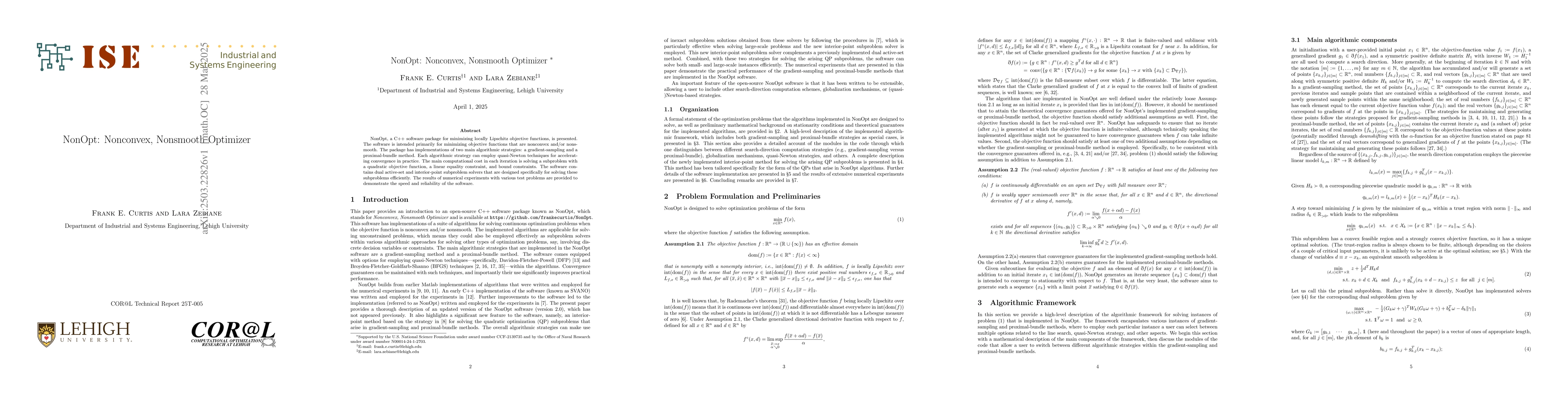 Thumbnail for NonOpt: Nonconvex, Nonsmooth Optimizer