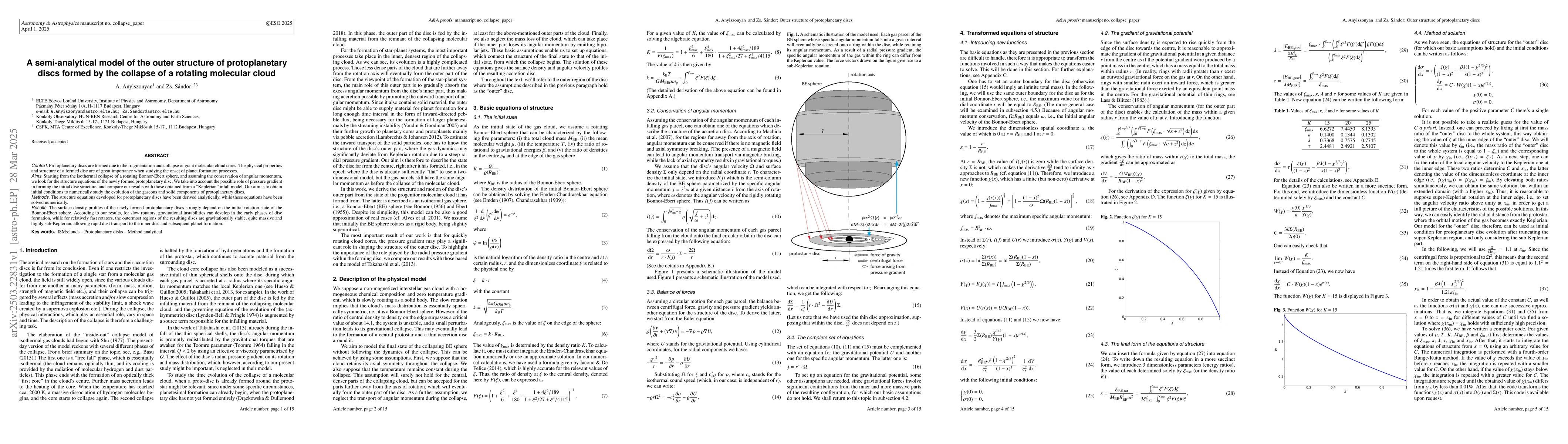 Thumbnail for A semi-analytical model of the outer structure of protoplanetary discs
  formed by the collapse of a rotating molecular cloud