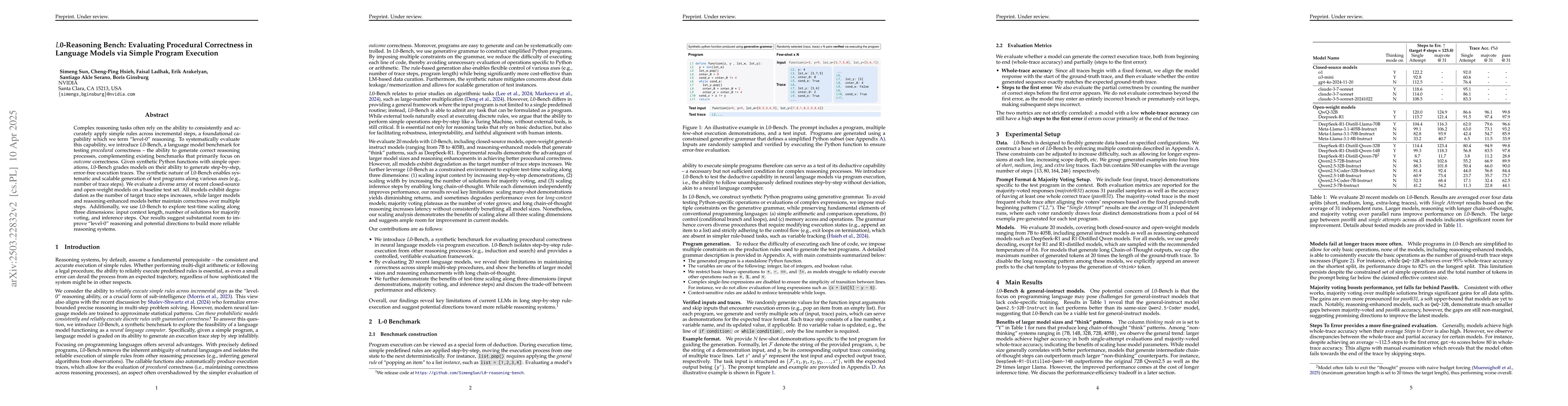 Thumbnail for L0-Reasoning Bench: Evaluating Procedural Correctness in Language Models
  via Simple Program Execution