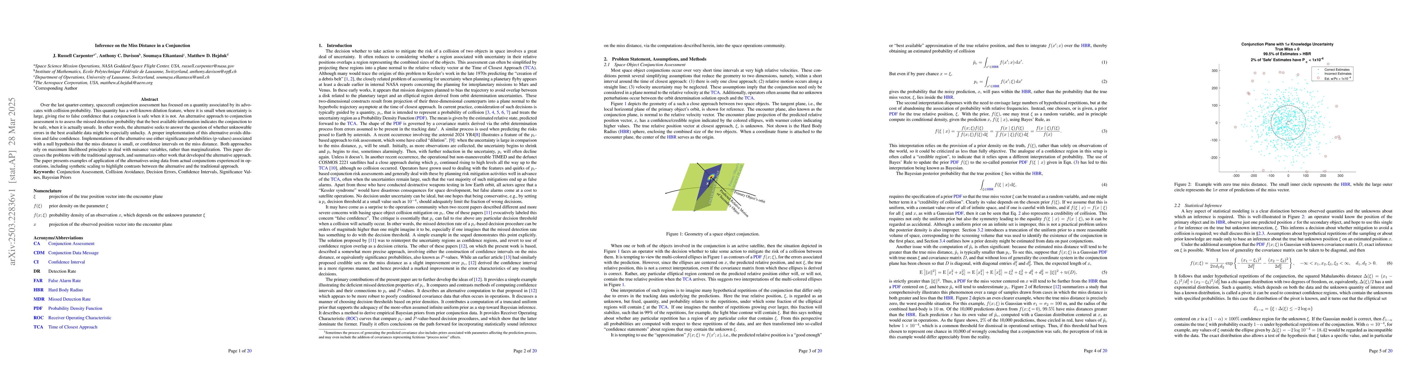 Thumbnail for Inference on the Miss Distance in a Conjunction