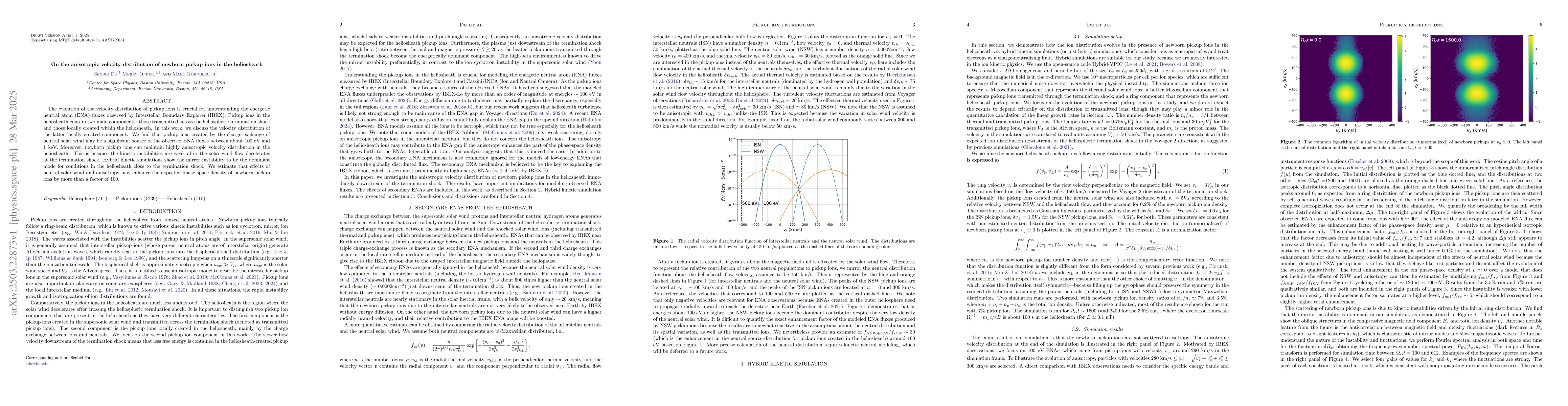 Thumbnail for On the anisotropic velocity distribution of newborn pickup ions in the
  heliosheath