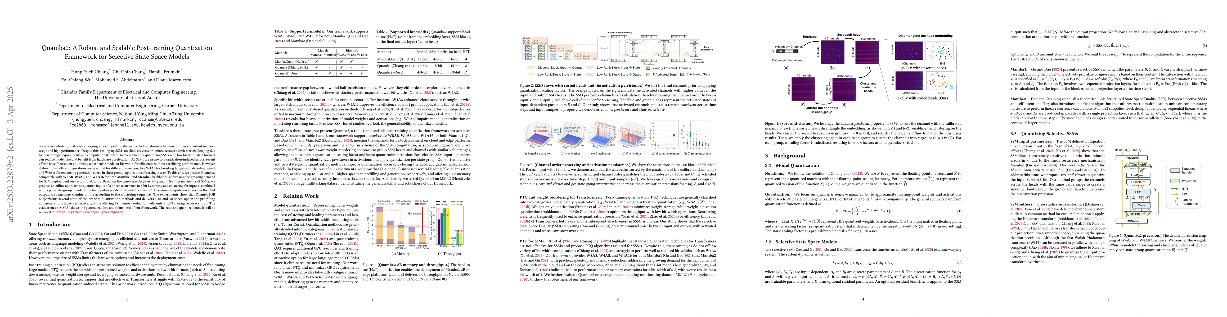 Thumbnail for Quamba2: A Robust and Scalable Post-training Quantization Framework for
  Selective State Space Models