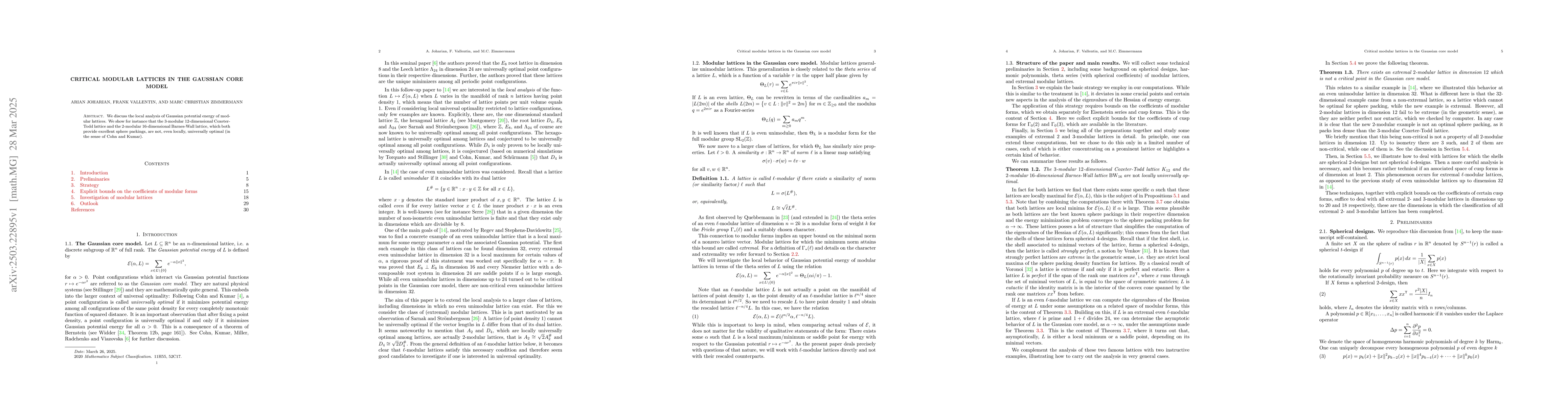 Thumbnail for Critical modular lattices in the Gaussian core model