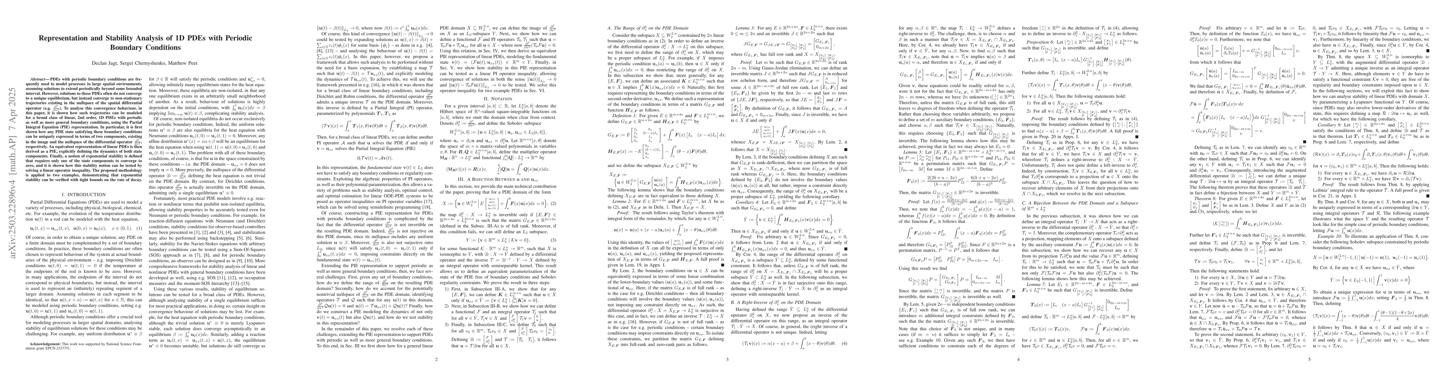 Thumbnail for Representation and Stability Analysis of 1D PDEs with Periodic Boundary
  Conditions