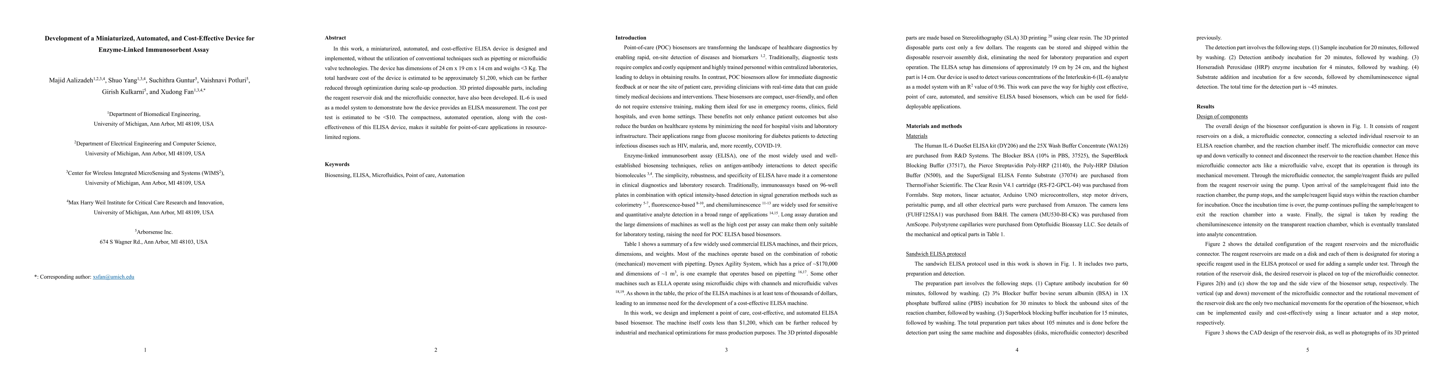Thumbnail for Development of a Miniaturized, Automated, and Cost-Effective Device for
  Enzyme-Linked Immunosorbent Assay