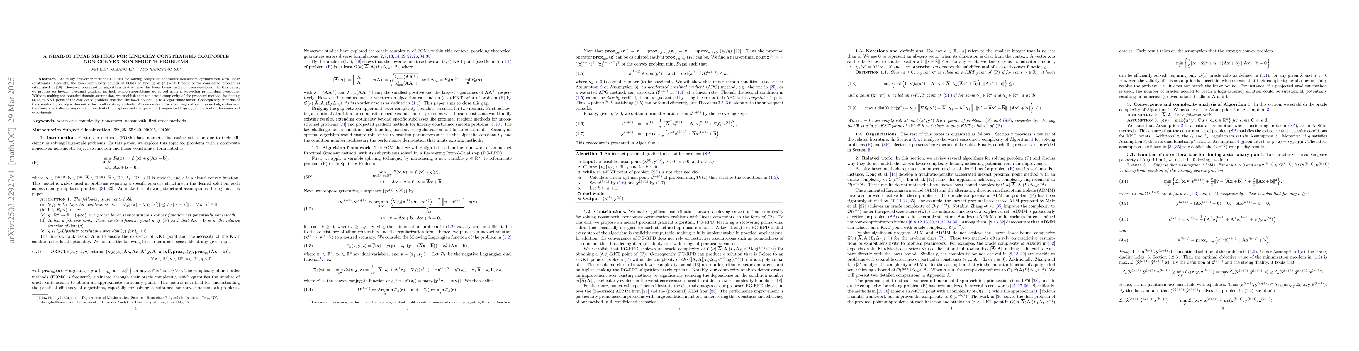 Thumbnail for A Near-optimal Method for Linearly Constrained Composite Non-convex
  Non-smooth Problems