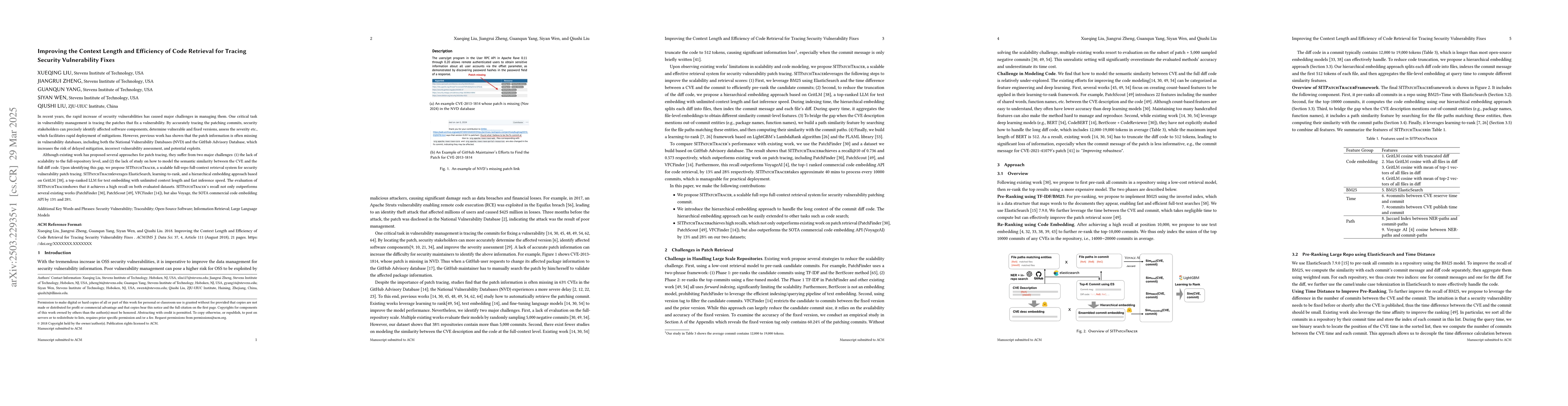 Thumbnail for Improving the Context Length and Efficiency of Code Retrieval for
  Tracing Security Vulnerability Fixes