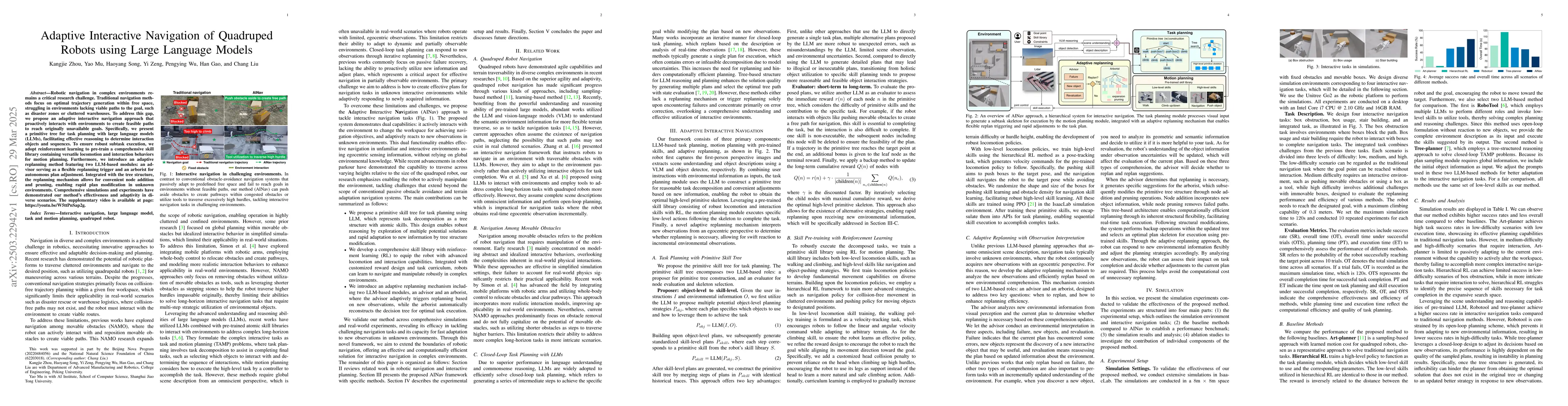 Thumbnail for Adaptive Interactive Navigation of Quadruped Robots using Large Language
  Models
