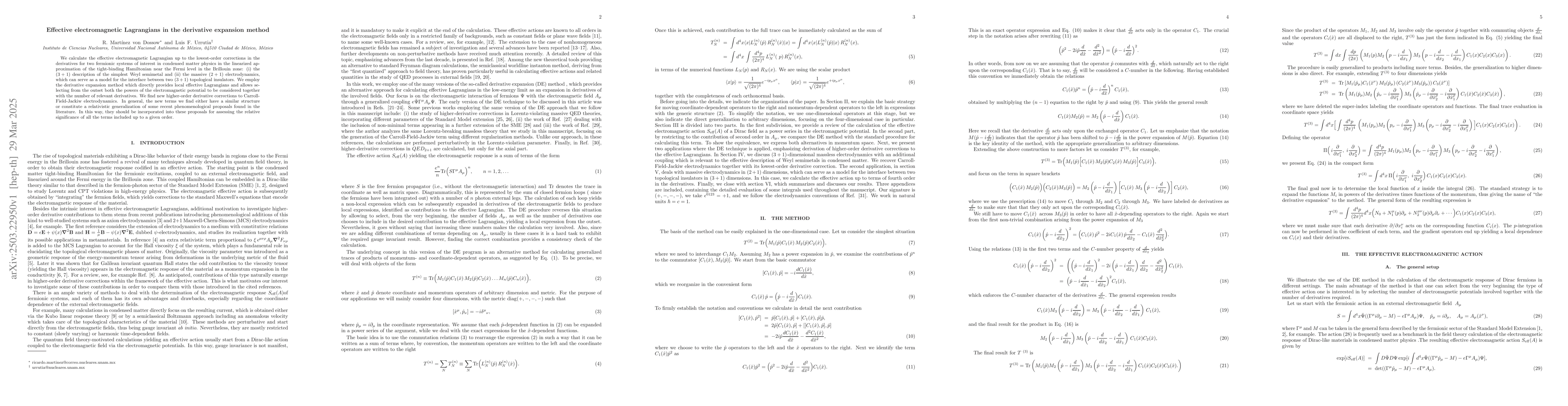 Thumbnail for Effective electromagnetic Lagrangians in the derivative expansion method