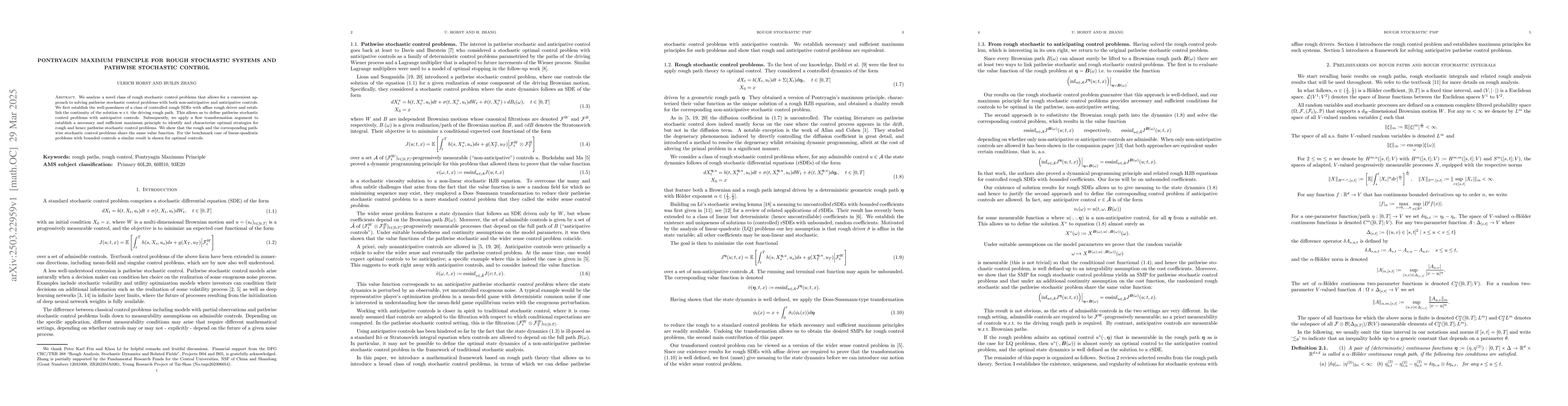 Thumbnail for Pontryagin Maximum Principle for rough stochastic systems and pathwise
  stochastic control