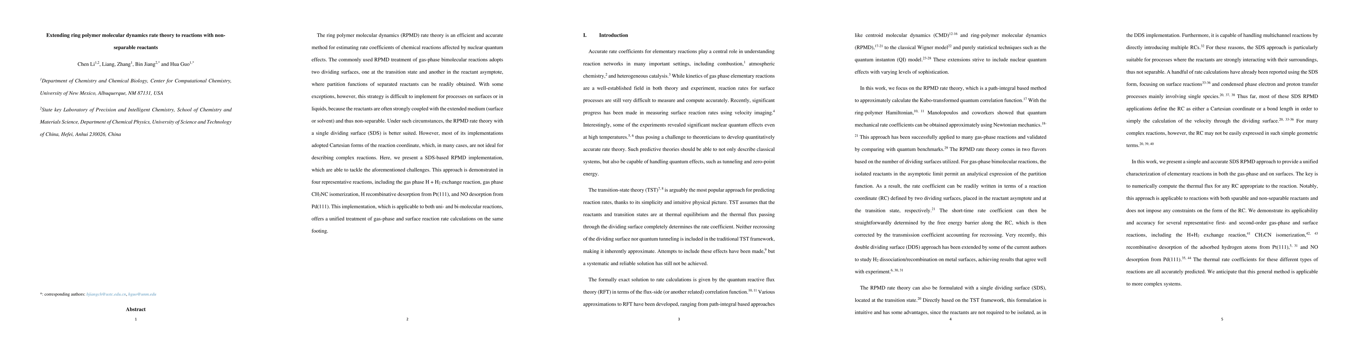 Thumbnail for Extending ring polymer molecular dynamics rate theory to reactions with
  non-separable reactants
