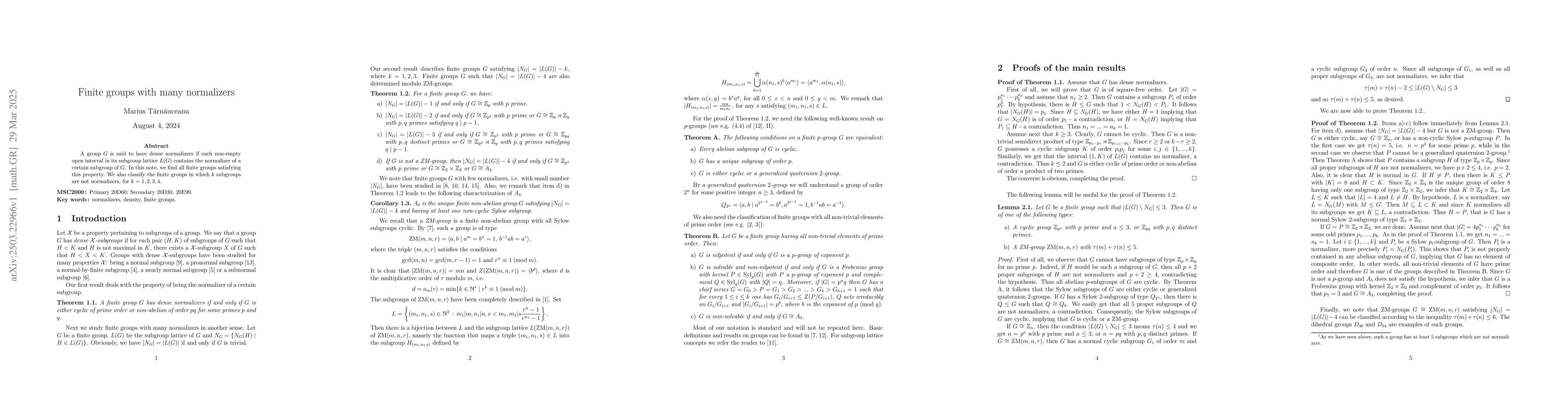 Thumbnail for Finite groups with many normalizers