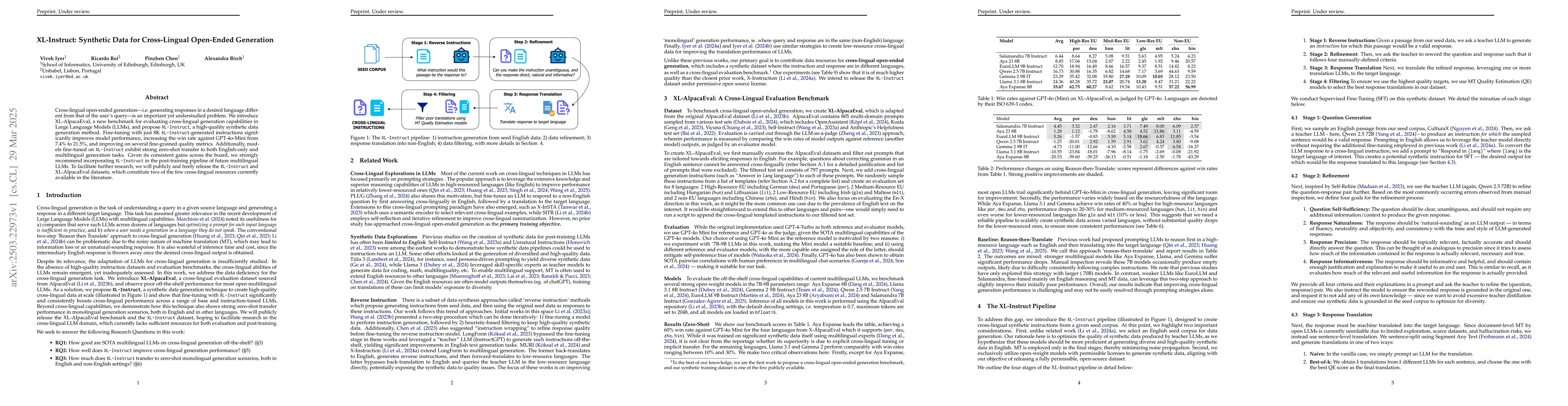 Thumbnail for XL-Instruct: Synthetic Data for Cross-Lingual Open-Ended Generation
