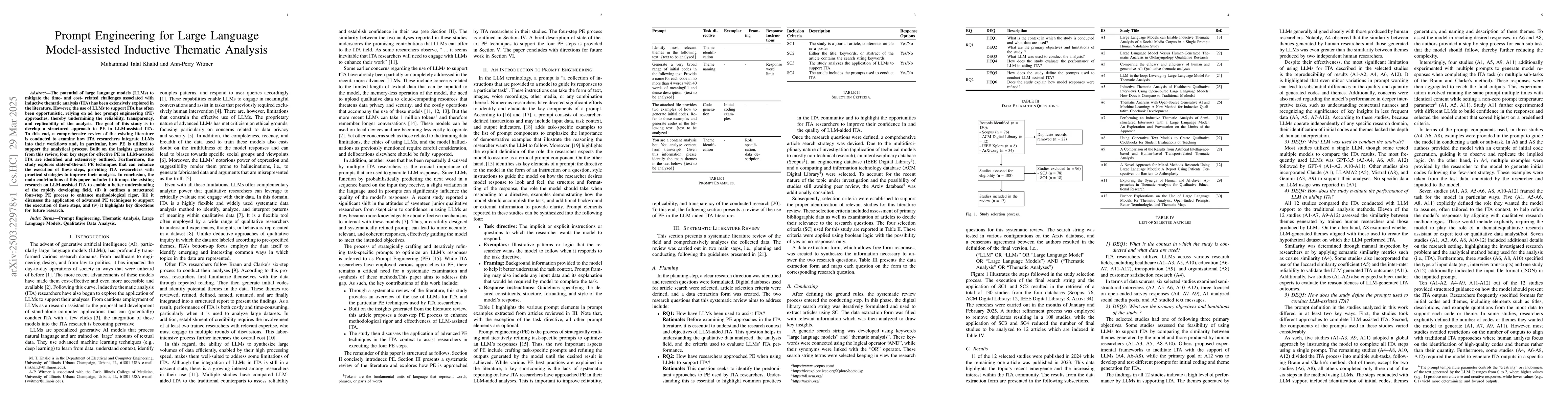 Thumbnail for Prompt Engineering for Large Language Model-assisted Inductive Thematic
  Analysis