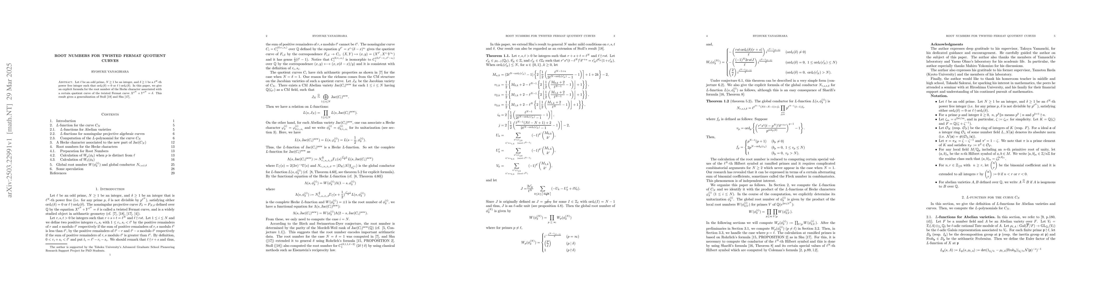 Thumbnail for Root numbers for twisted Fermat quotient curves