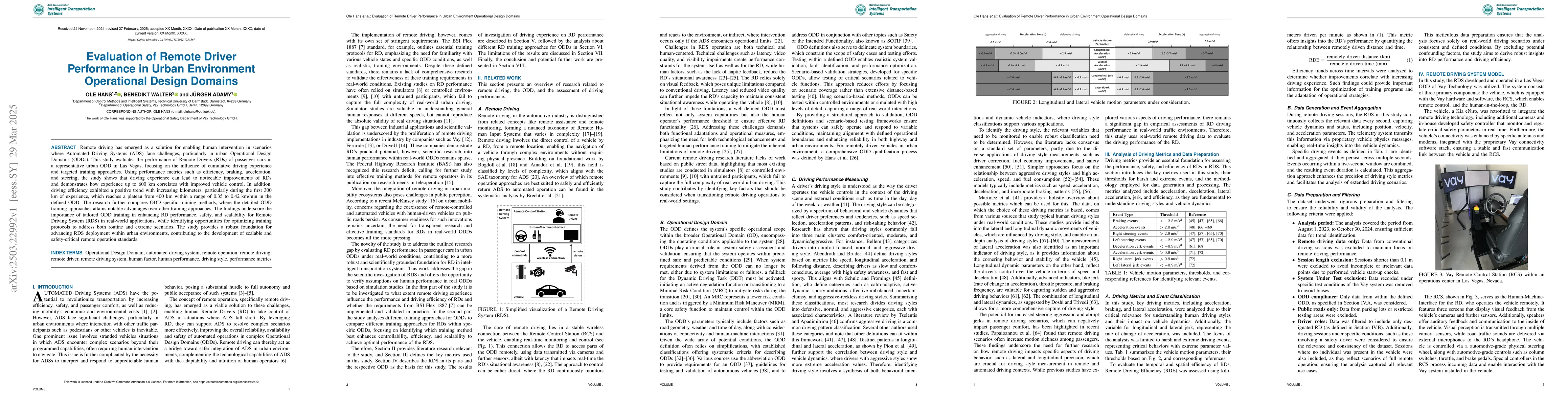 Thumbnail for Evaluation of Remote Driver Performance in Urban Environment Operational
  Design Domains