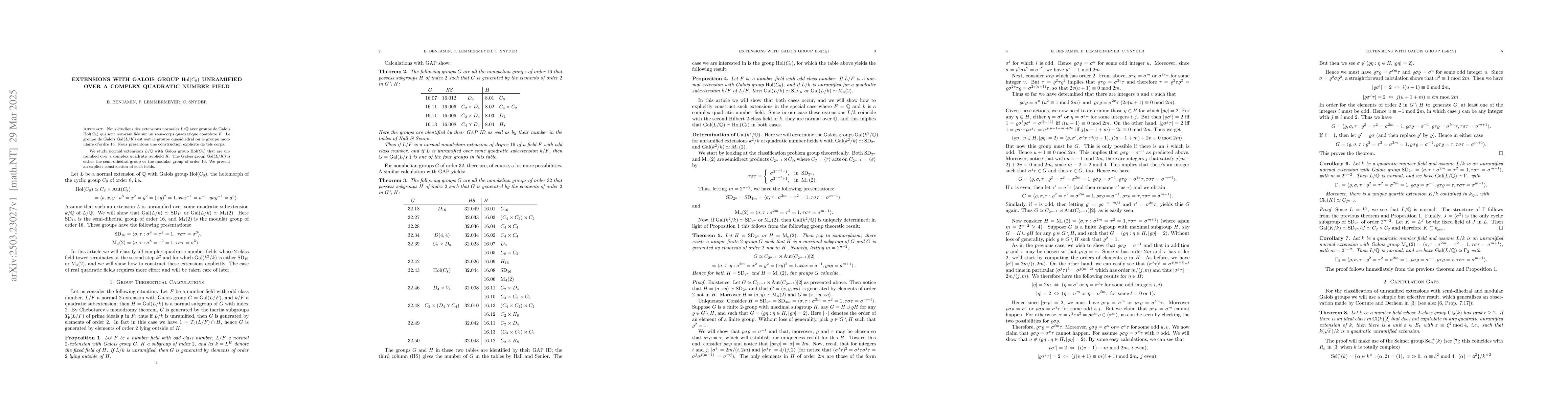 Thumbnail for Extensions with Galois group Hol(C8) unramified over a complex quadratic
  number field
