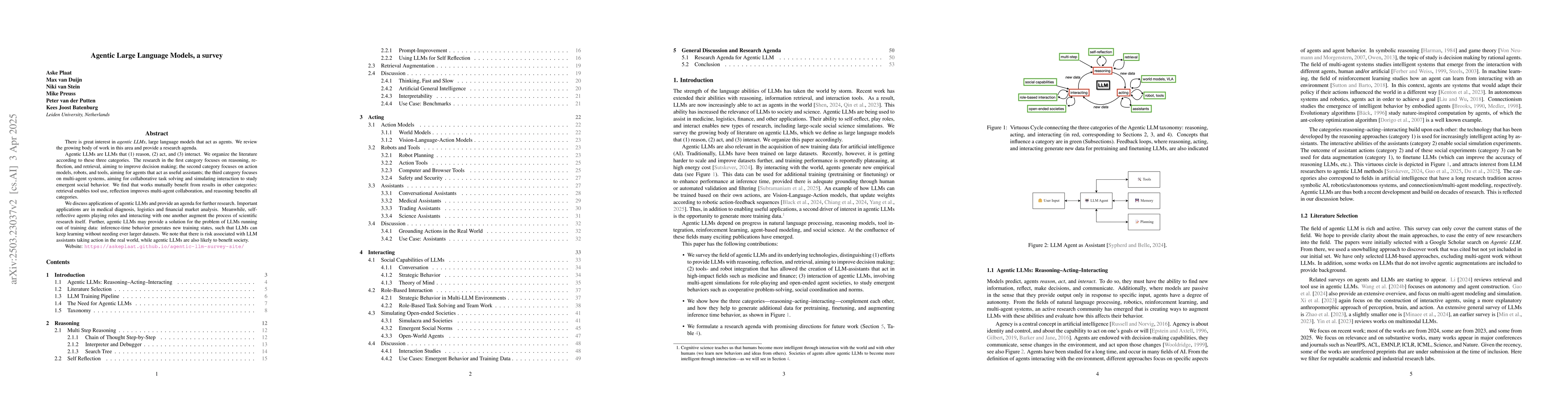 Thumbnail for Agentic Large Language Models, a survey