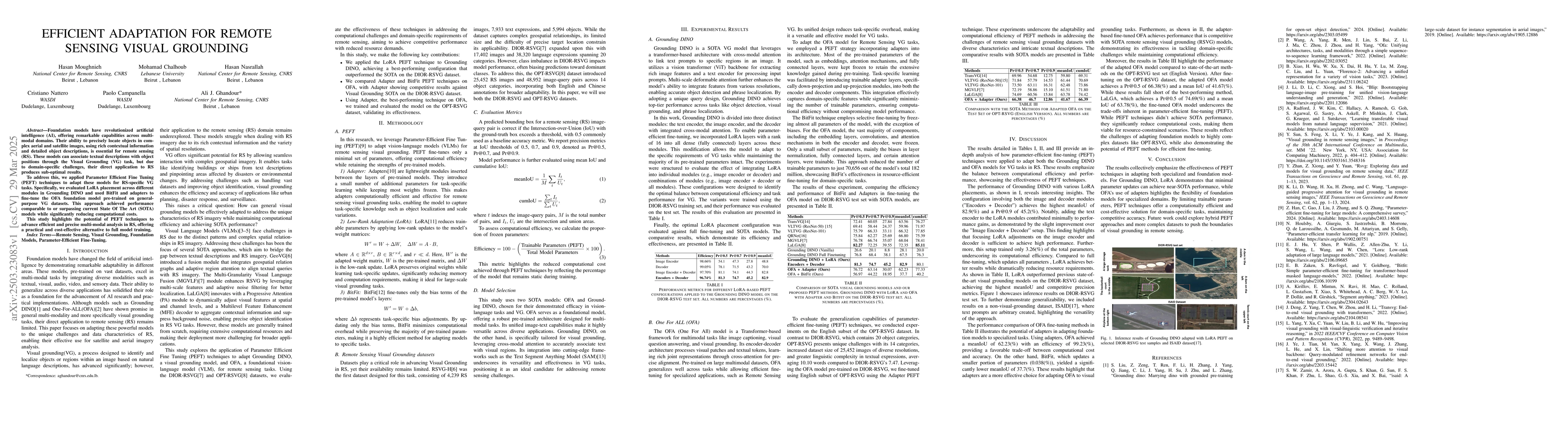 Thumbnail for Efficient Adaptation For Remote Sensing Visual Grounding