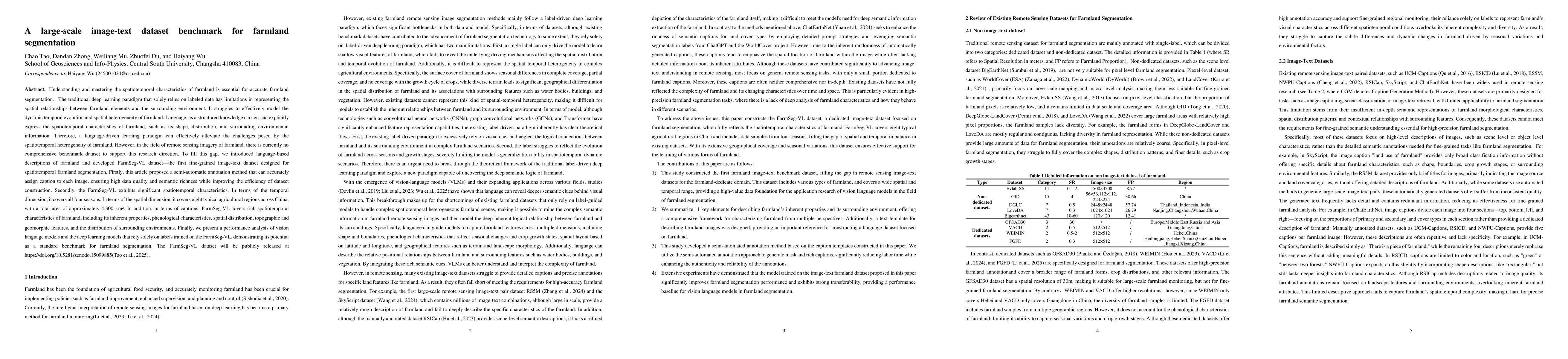 Thumbnail for A large-scale image-text dataset benchmark for farmland segmentation