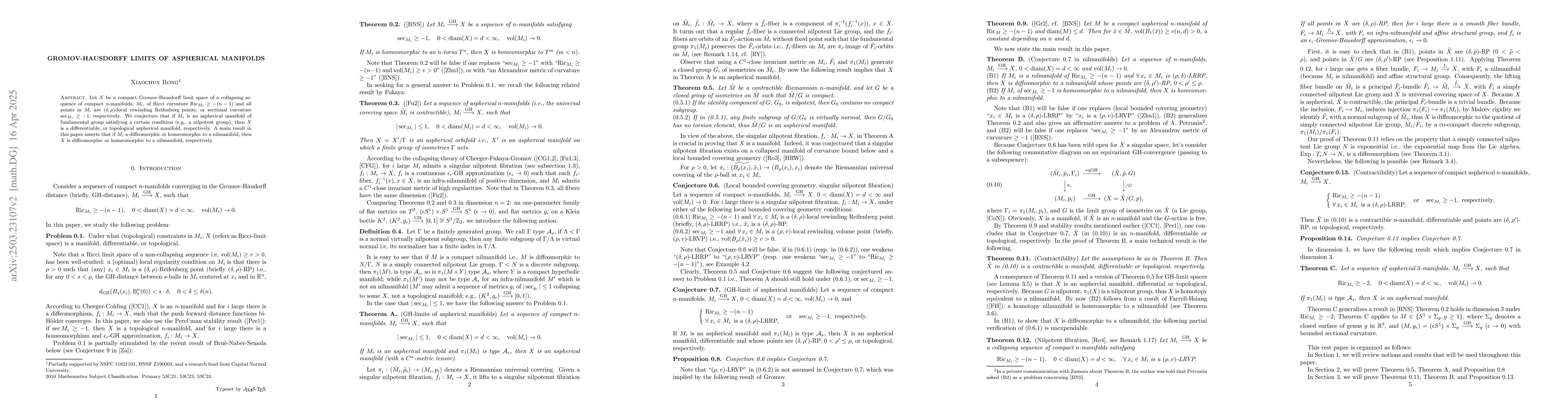 Thumbnail for Gromov-Hausdorff Limits of Aspherical Manifolds