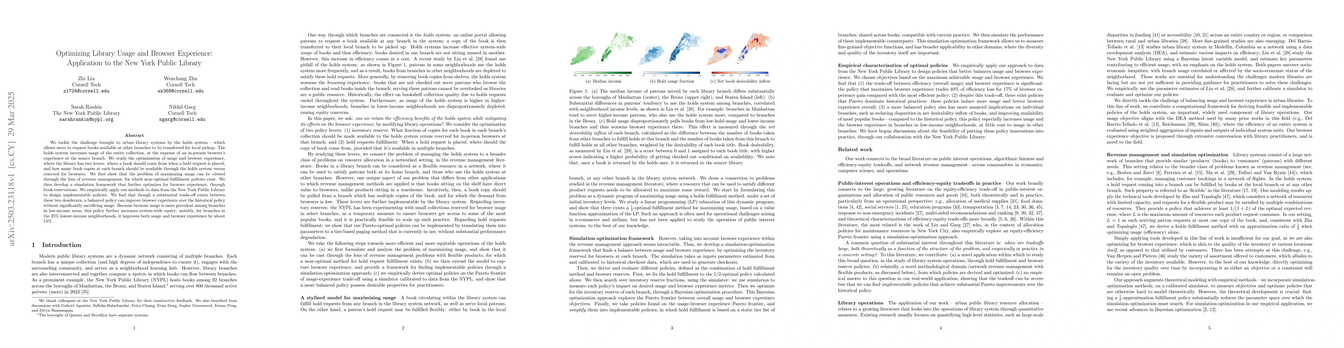 Thumbnail for Optimizing Library Usage and Browser Experience: Application to the New
  York Public Library